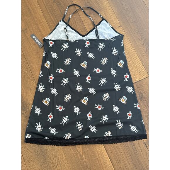 ModCloth Robot Nightgown V-Neck Tank Sleep Pajamas Navy Womens Small NWT - Picture 3 of 5